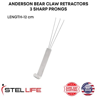 Anderson Bear Claw Retractors 3 Sharp Prongs 12 cm Plastic Surgery instrument