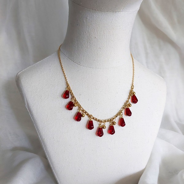 Alternate view of Pomegranate Jewelry Set 18k Gold Plated With Resin Charms