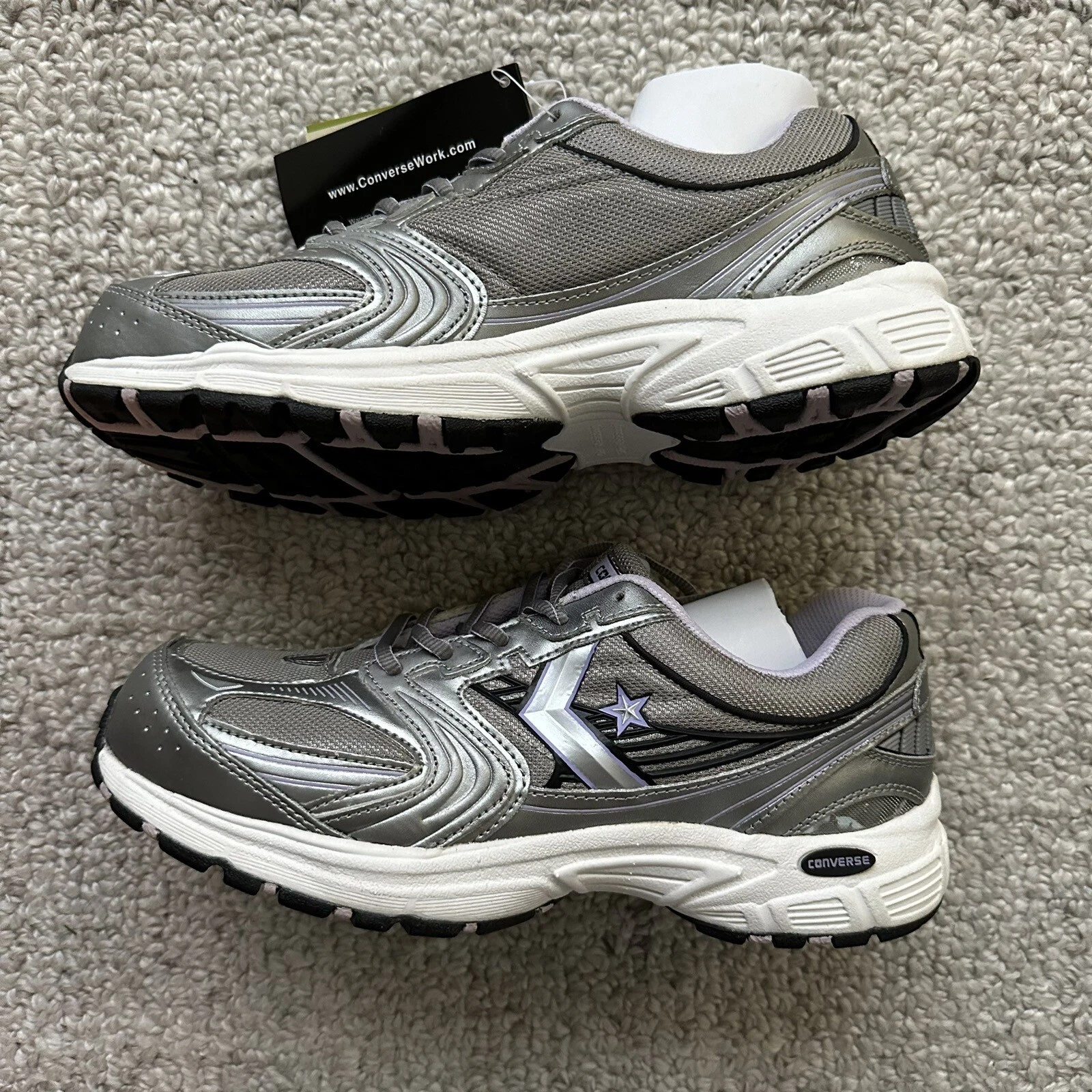 Oxford punta composita nuova con etichette Converse grigio chiaro