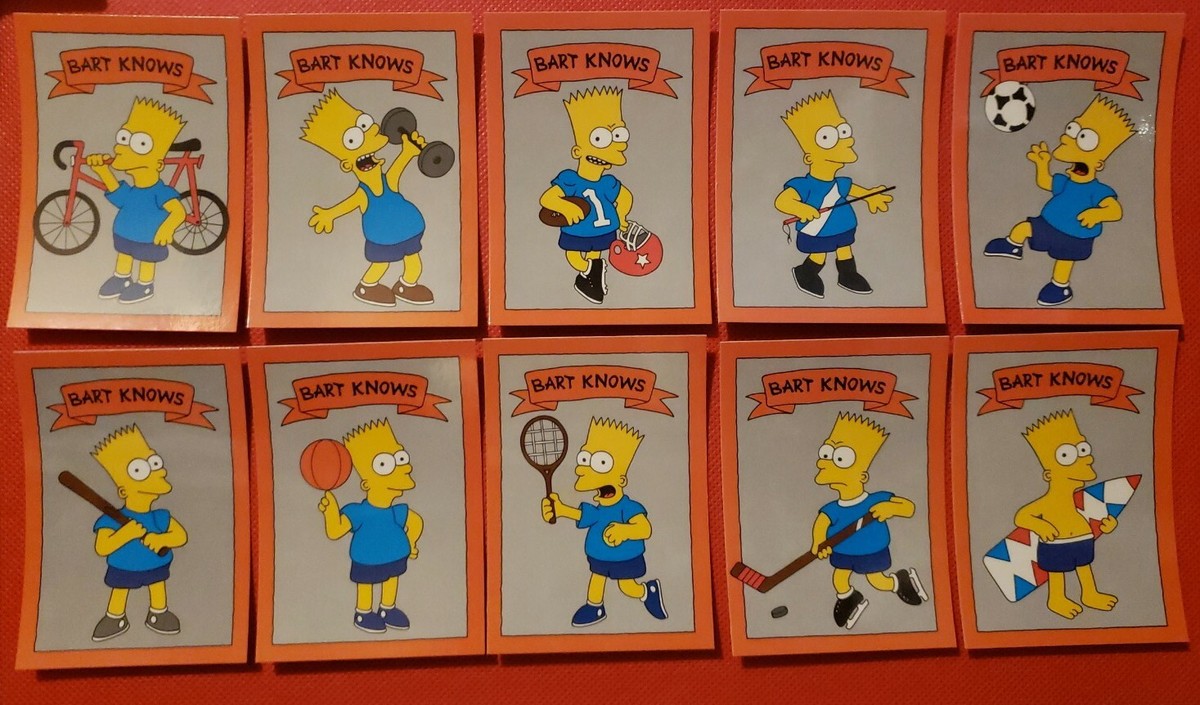 Bart Simpson Knows Sports 10 CARD SET - Fun SPOOF of Bo Jackson
