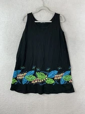 Unbranded Mini Black Floral Aloha Boho Dress Summer Beach Coverup Sundress