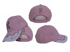 PINK RIBBON BREAST CANCER AWARENESS BASEBALL STYLE EMBROIDERED HAT ball cap RAM