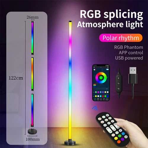 Corner Floor Lamp 47'' RGB LED Floor Light for Bedroom with Remote & App Control - Bild 1 von 12