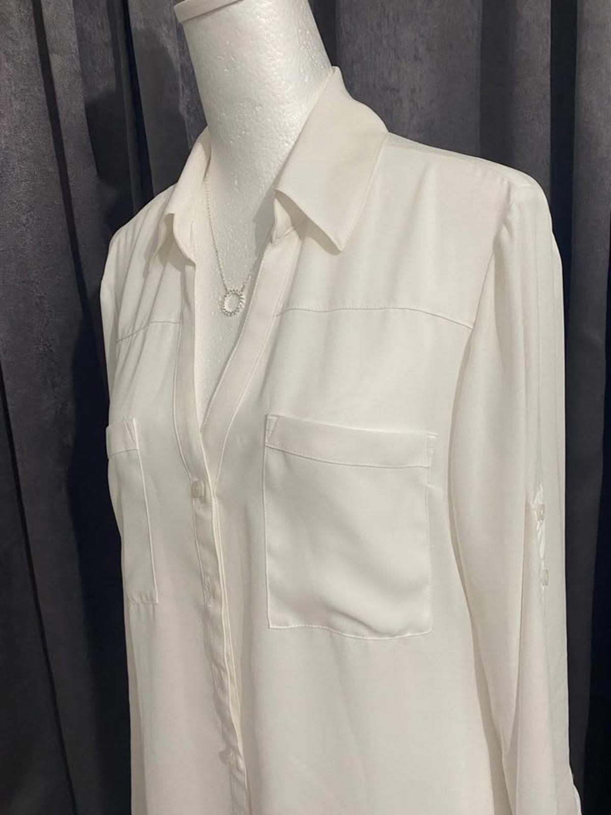 Express White Button Down Top-Medium(0489) - image 4