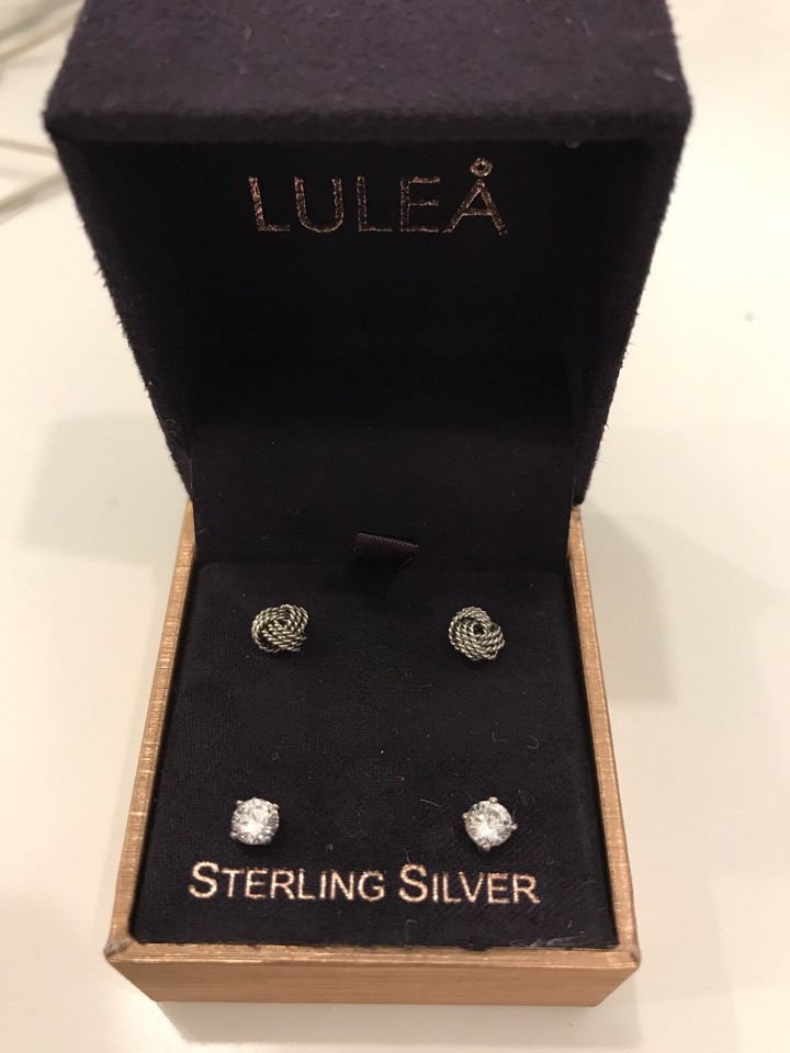 Lulea Sterling Silver Two pairs of beautiful stud earrings BNIB eBay