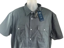 Kenneth Cole Grey Mobility Woven S/S Camp Shirt Size 3XL,XXXL