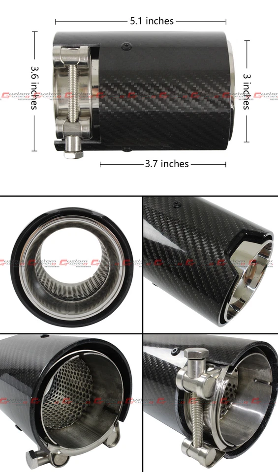 PARA BMW M2 M3 M4 2015-2019 FIBRA DE CARBONO ACERO INOXIDABLE PUNTA DE ESCAPE ACABADO TUBO X 4 Foto 3 de 4