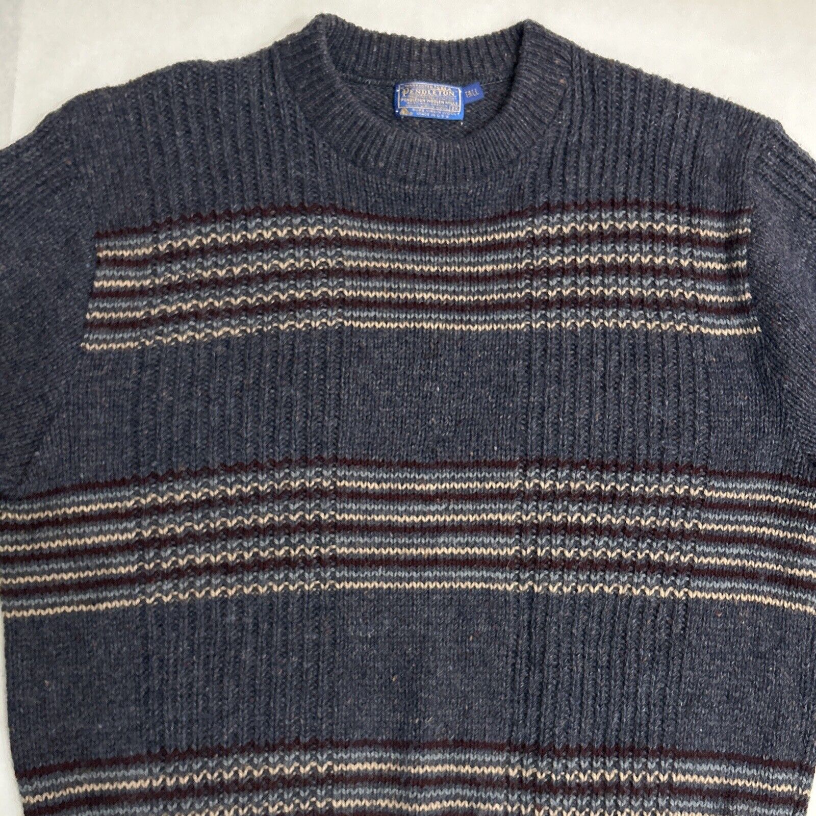 Vtg Pendleton Sweater USA Made Striped Virgin Woo… - image 5