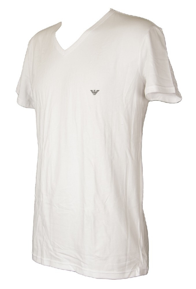 EMPORIOARMANI VIP価格 送料無料 ビアンコホワイト ロゴ Tシャツ Men's t-shirt V-neck short sleeve stretch cotton EMPORIO