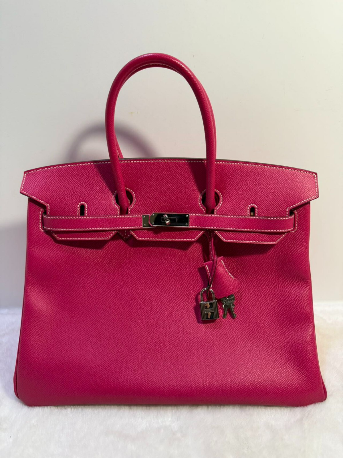 Hermes Birkin 35 Fuchsia Leather Tote