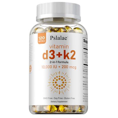 Vitamin D3+K2 Softgels 10000 IU - Immune Support, Non-GMO, Gluten-Free