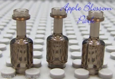 NEW Lot/3 Lego Pirate RUM BOTTLES - Minifig Kitchen Wine Jug - Trans Brown Black