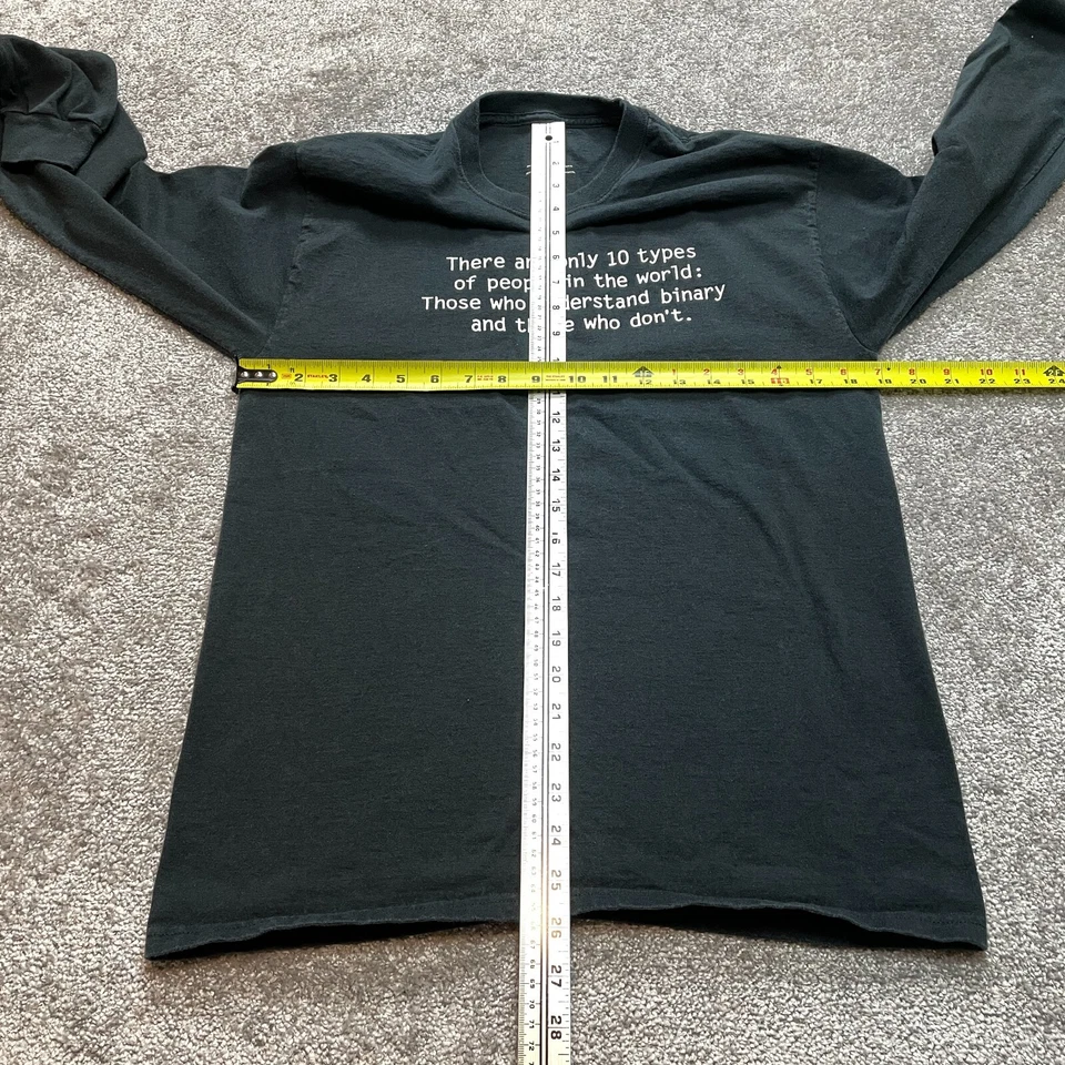 Рубашка Hanes Tagless 6.1 для взрослых средний размер черная с длинным рукавом Binary People Funny Crew - Изображение 4 из 4