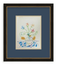 Pablo Picasso - Vaso de Fleurs - 1957 incorniciato datato - lavoro o casa arte moderna