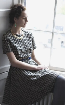 anthropologie maeve black and white dress Maeve Puff-Sleeve Square-Neck Smocked Midi Dress