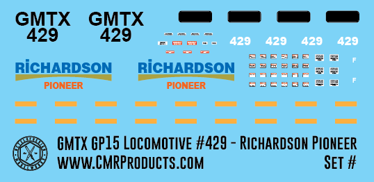 N Scale - GMTX Leasing Richardson Pioneer Locomotive Decals