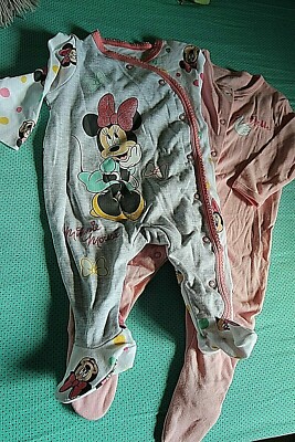 2er Set Schlaf gut Langarm Baumwolle 6 Monate rosa 1 uni und 1 Minnie Print