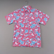 RJC Hawaiian Shirt Mens M Red Cotton Reverse Print Camp