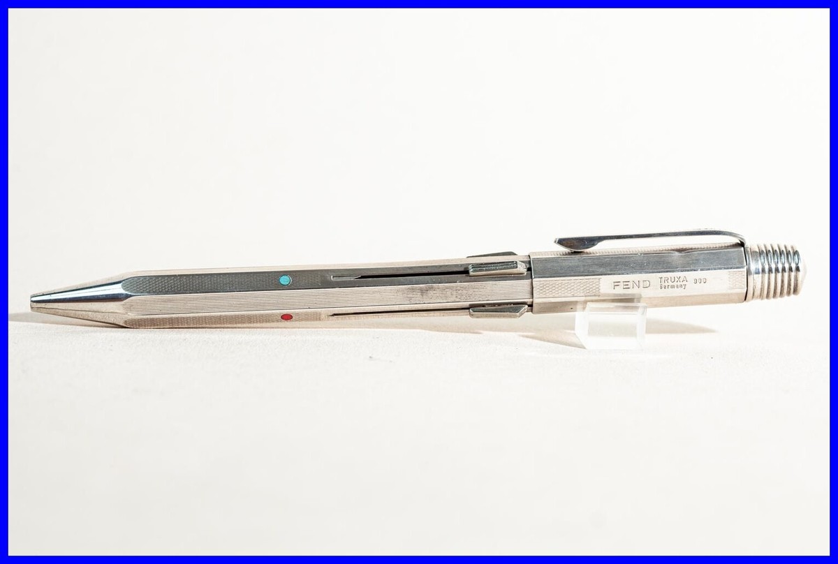 Large 4 Color Ballpoint 1960's FEND 900 silver pusher operated pen