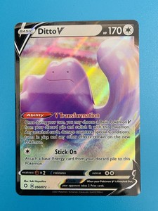 Pokemon Shining Fates Card - Ditto V 050/072 Holo Rare Mint Pack Fresh