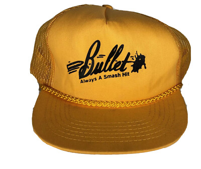 Vtg Bullet Always A Smash Hit Printed Logo Baseball Trucker Cap One Size NRA
