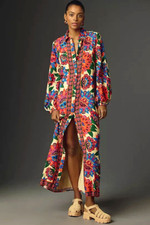Farm Rio Floral Shirt Dress Anthropologie Tun...