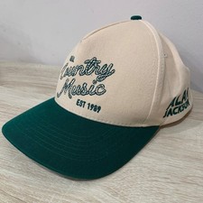 Alan Jackson Real Country Music Est 1989 Snapback Hat Cream Green Vintage Style