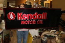 Large 58"x22" Vintage Kendall Motor Oil Gas Station Embossed Metal Sign NICE