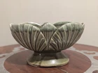 Vintage Shawnee Pottery MCM Green Drip Pedestal Planter Art Deco Leaf Pattern