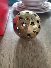 Vintage Brass Round 4" Hinged Incense Burner Christmas Ornament.