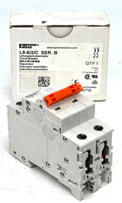 Sprecher + Schuh L8-6/2/C Din Rail Circuit Breaker 6A 2 Pole 480Y/277V   NEW