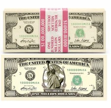 Stack Of 100 Million Dollar Bills Banded -the Best Original Million Dollar Bill