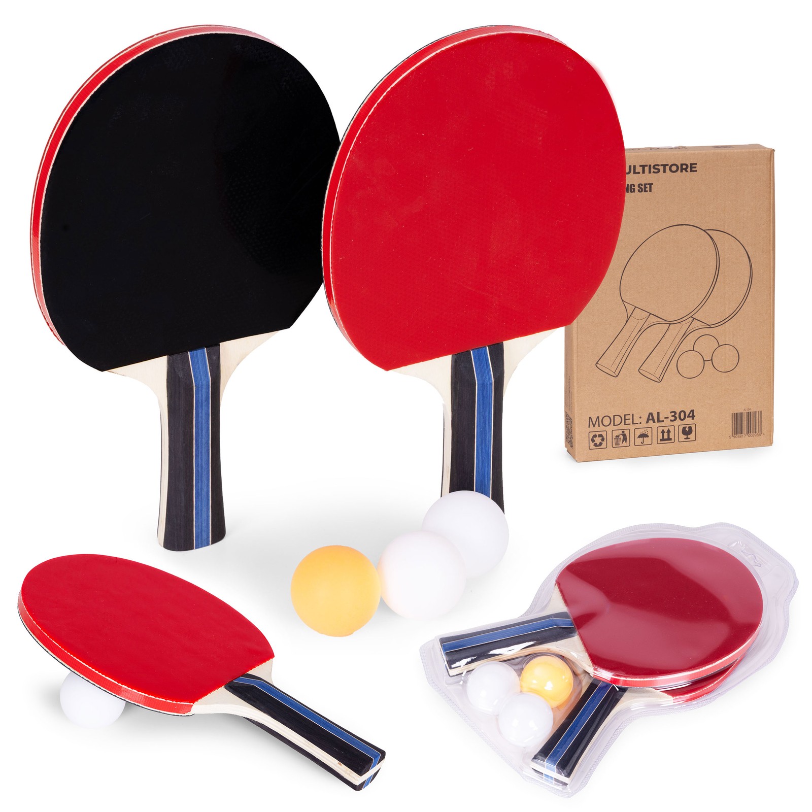5905817008933 Zestaw do tenisa stoowego 2 paletki do ping-ponga 3 pieczki MULT