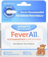 3 Pack Feverall Infants 6 Rectal Acetaminophen Suppositories 80Mg Each