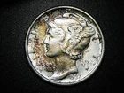 1937-S Mercury Dime! Rainbow Toned GEM BU UNC Blazing Luster Amazing Coin!