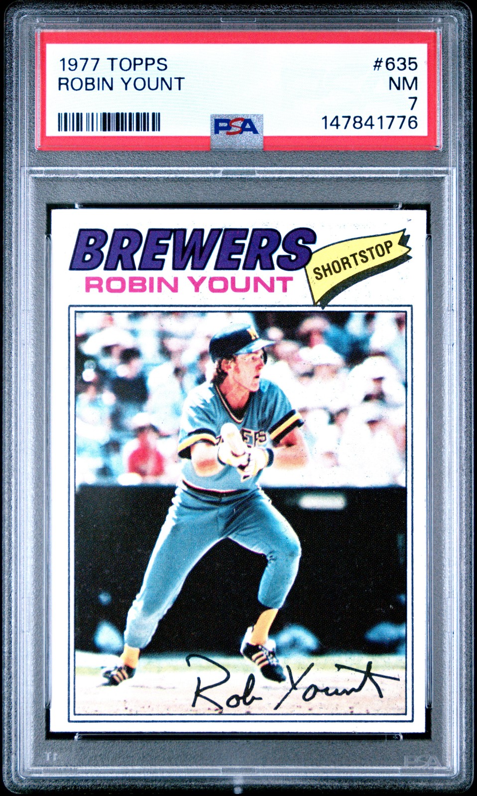 1977 TOPPS #635 ROBIN YOUNT PSA 7