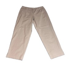 Eileen Fisher Pants Size L Elastic Waist Wide Leg Organic Cotton Tan Khaki