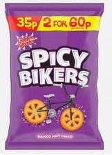 Golden Wonder Spicy Bikers 36 x 22g Flavour Crisps Chips Snacks Crunchy School