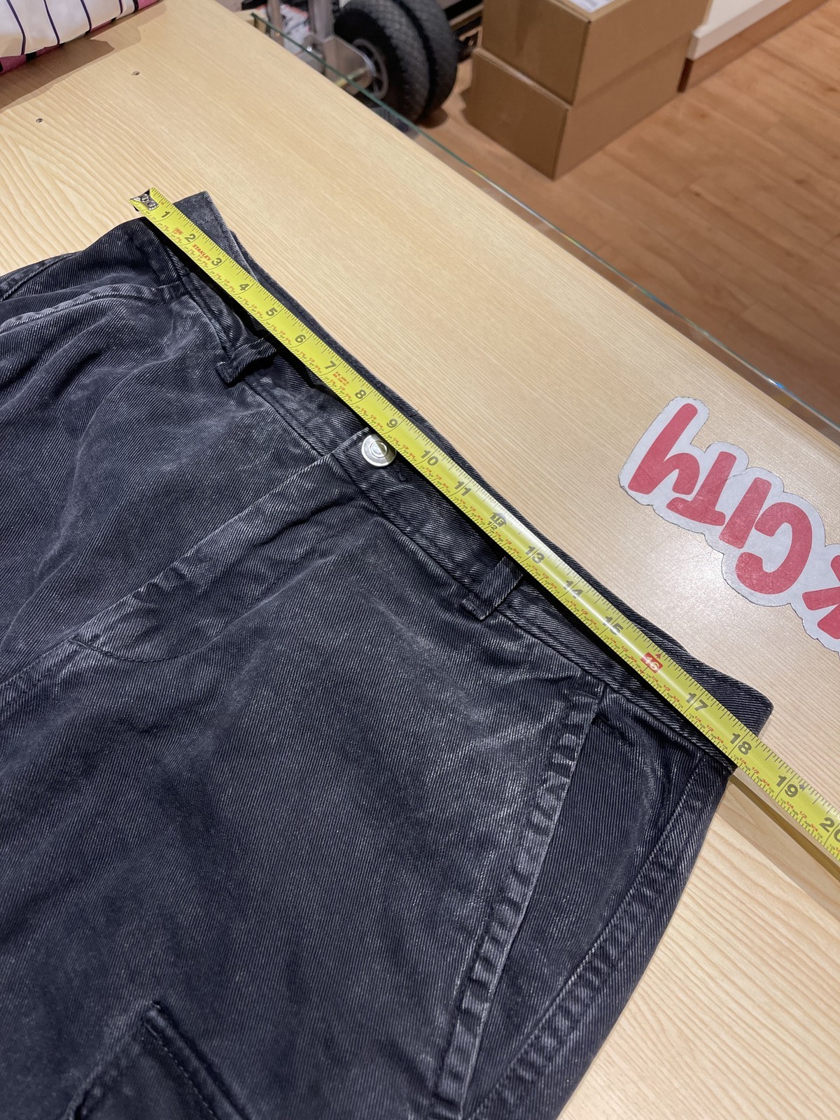 Size OS - Black Denim Wide Leg Cargo Pants Sz 34 PANT Pre-Owned thumbnail 6