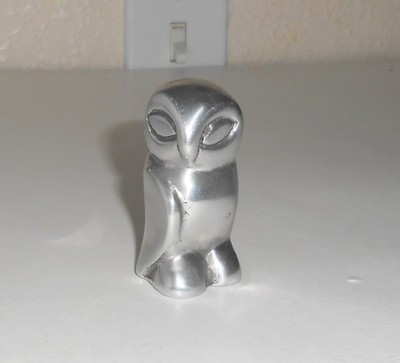 Carl Hoselton Small / Miniature Aluminum Owl Figurine Sculpture