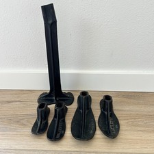 Vintage Warranted Cast Iron Shoemaker Cobbler Shoe Repair Stand And 4 Shoe Molds