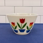 Fire King Tulip Milk Glass Mixing Bowl Vintage 1960s