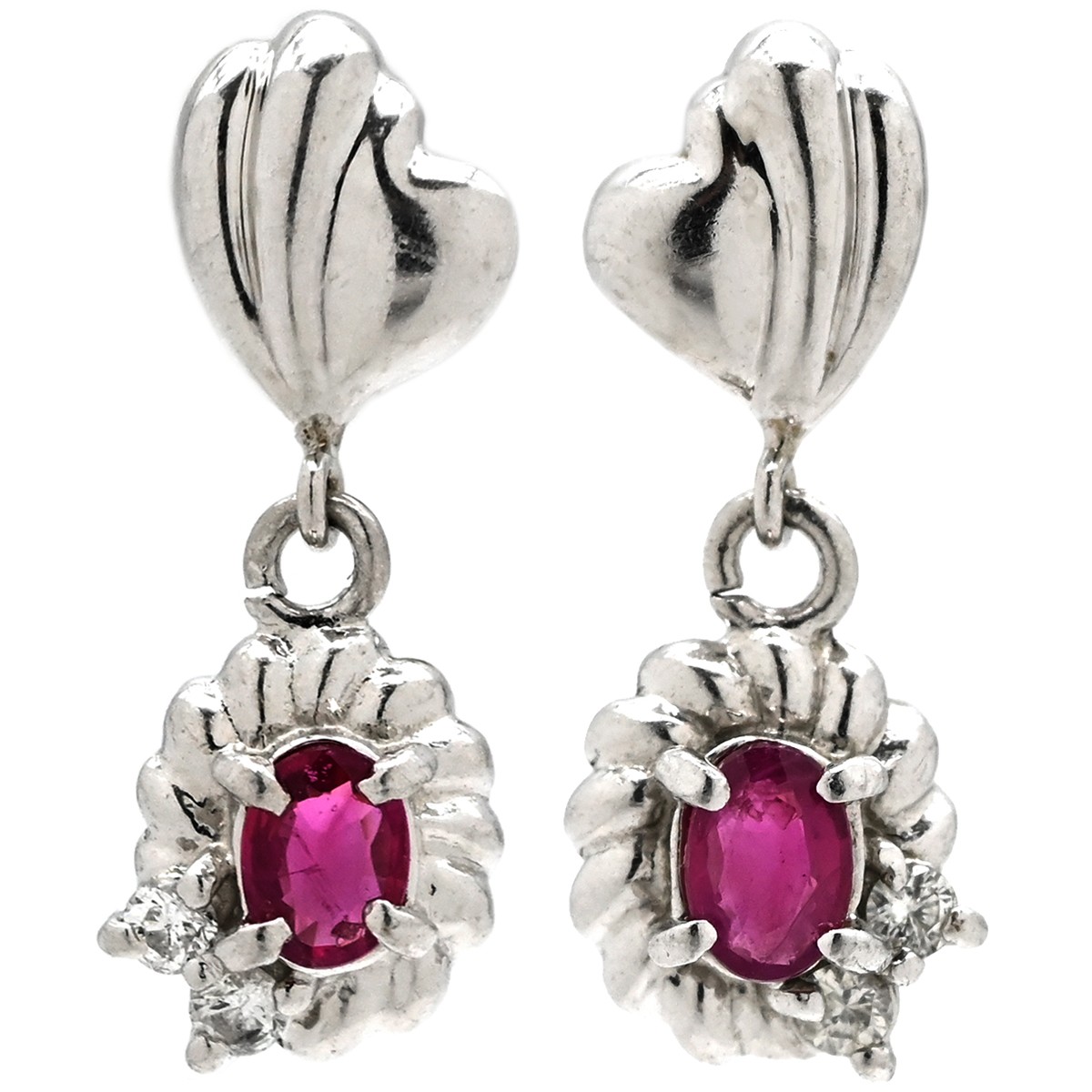 Pierce Ruby and diamond earrings Pt850 Ruby diamo… - image 1