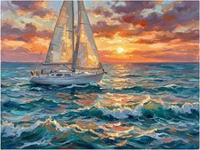 Tile Mural Sailing Yacht Ocean Waves Sailboat Kitchen Bathroom Wall Backsplash