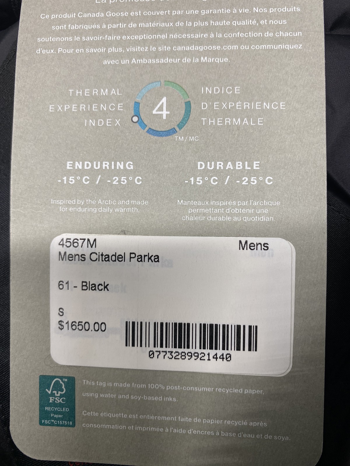 Canada Goose Mens Citadel Mid Length Down Insulated Coat Size S Black thumbnail 16