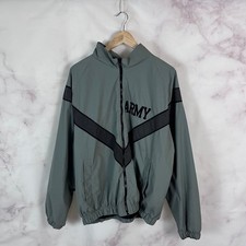 Vintage US Army IPFU Nylon Zip-Up Jacket Size L Military Surplus Grey