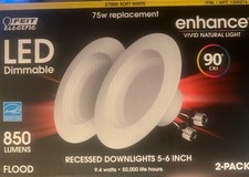 Feit Electric 75W Bulb, LED 2 Count, Retrofit 5-6 Inch - Soft White 2700k