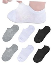 Baby No Show Socks Toddler Non Slip Grip Socks 3-4T 6 Pairs-black2 white2 grey2