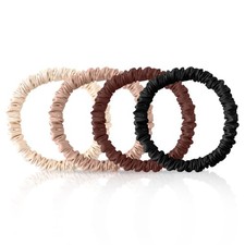 4Pcs Mulberry Silk Scrunchies Set, Silk Hair Ties Elastic for Women, Skinny Scru