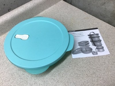 Tupperware Crystal Wave Plus #3284C Divided Container Dish w/ Lid Teal Blue